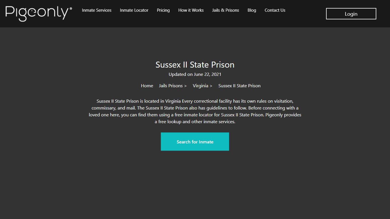 Sussex II State Prison Inmate Search | Virginia - Pigeonly